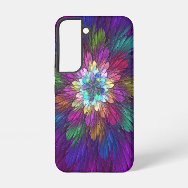 Colourful Psychedelic Flower Abstract Fractal Art Samsung Galaxy S22 Case (Back)