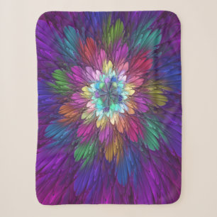 Colourful Psychedelic Flower Abstract Fractal Art Sherpa Blanket
