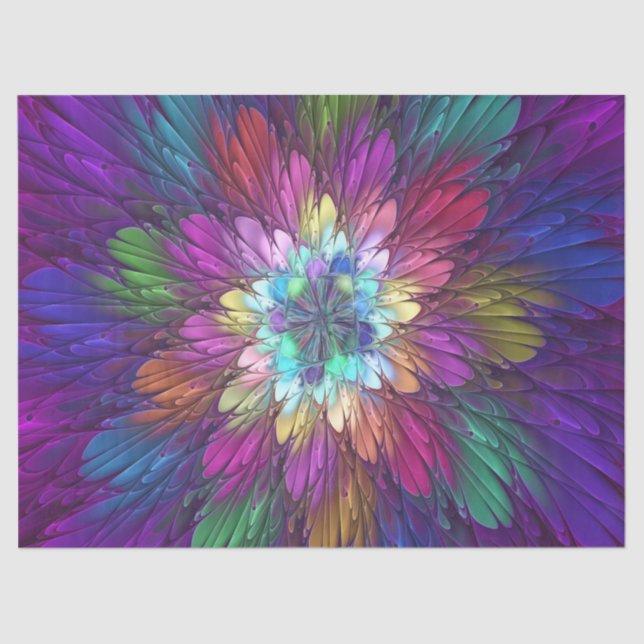 Colourful Psychedelic Flower Abstract Fractal Art Tissue Paper (Front)