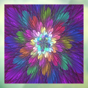 Colourful Psychedelic Flower Abstract Fractal Art Window Cling