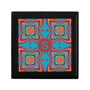 Colourful Psychedelic Geometric Pattern Monogram Gift Box