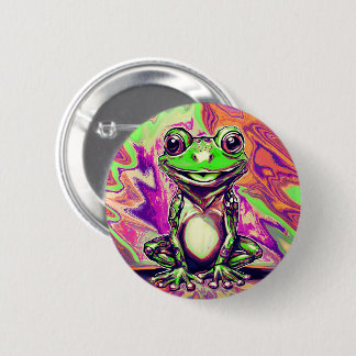 Colourful Psychedelic Graffiti Frog Green Purple 6 Cm Round Badge