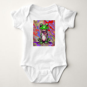Colourful Psychedelic Graffiti Frog Green Red Baby Bodysuit