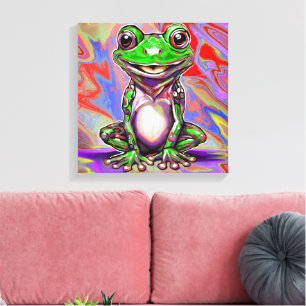 Colourful Psychedelic Graffiti Swirl Frog Canvas Print