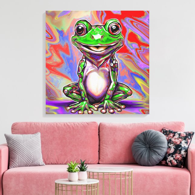 Colourful Psychedelic Graffiti Swirl Frog Canvas Print (Insitu(LivingRoom))