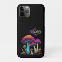 Colourful Psychedelic Groovy Mushrooms-