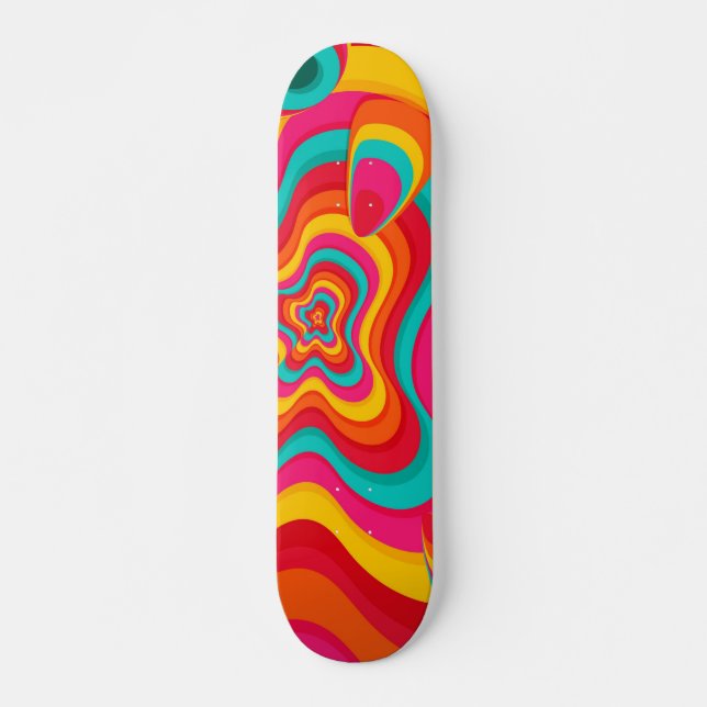 Colourful Psychedelic groovy pattern Skateboard (Front)