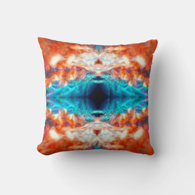 Colourful psychedelic kaleidoscope pattern cushion (Front)