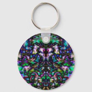 Colourful psychedelic kaleidoscope pattern key ring