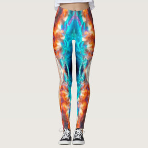 Colourful psychedelic kaleidoscope pattern leggings