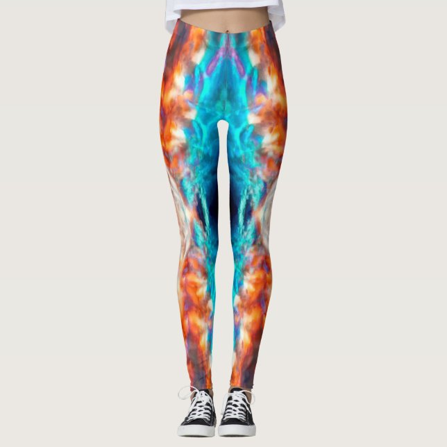 Colourful psychedelic kaleidoscope pattern leggings (Front)