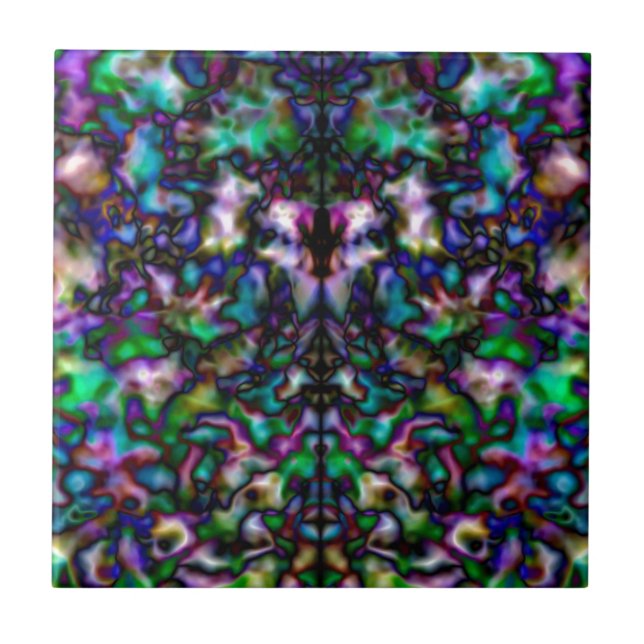 Colourful psychedelic kaleidoscope pattern tile (Front)