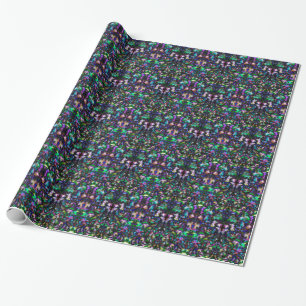Colourful psychedelic kaleidoscope pattern wrapping paper