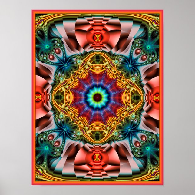 Colourful Psychedelic Kaleidoscope Poster (Front)