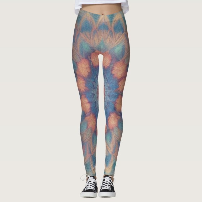 Colourful Psychedelic Kaleidoscopic Symmetrical Leggings (Front)