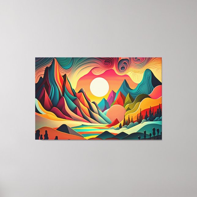 Colourful psychedelic landscape canvas print (Front)