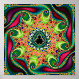 Colourful psychedelic Mandelbrot set fractal Poster