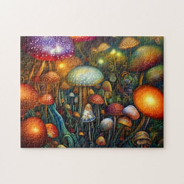 Colourful Psychedelic Mushroom Forest  Jigsaw Puzzle (Horizontal)