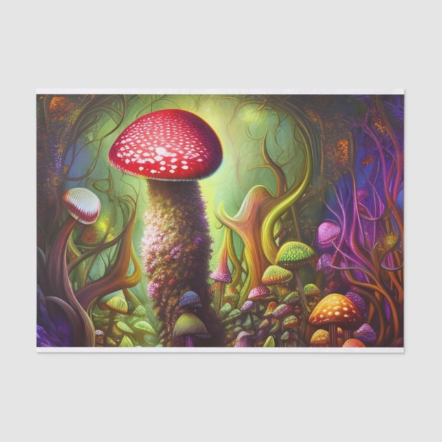 Colourful Psychedelic Mushroom Mystical Forest Tissue Paper (Front)