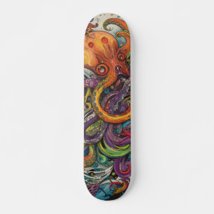 Colourful psychedelic Octopus Skateboard