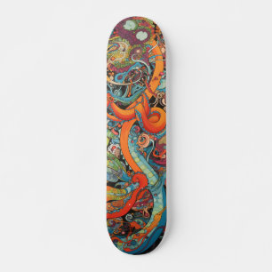 Colourful psychedelic Octopus Skateboard