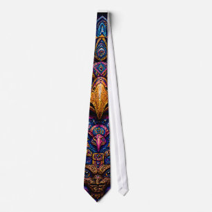 Colourful Psychedelic Owl Totem Art Men's T-Shirt Tie