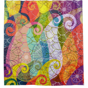 Colourful Psychedelic Paisley Design Shower Curtai Shower Curtain