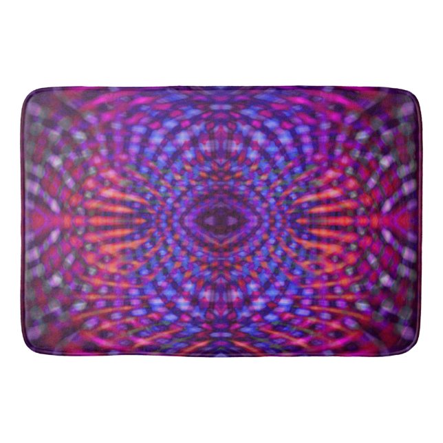 Colourful psychedelic pattern bath mat (Front)