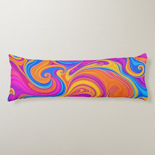 Colourful Psychedelic Pattern Body Cushion (Front)