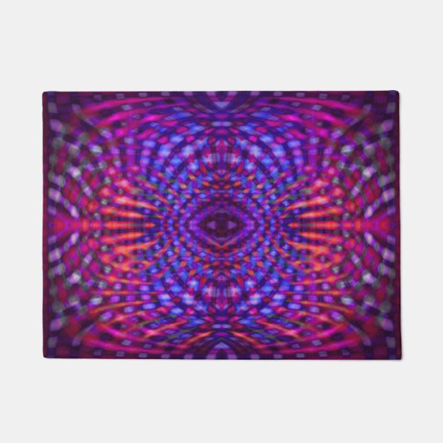 Colourful psychedelic pattern doormat (Front)