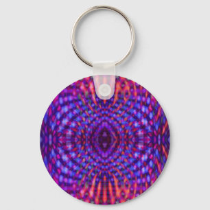 Colourful psychedelic pattern key ring