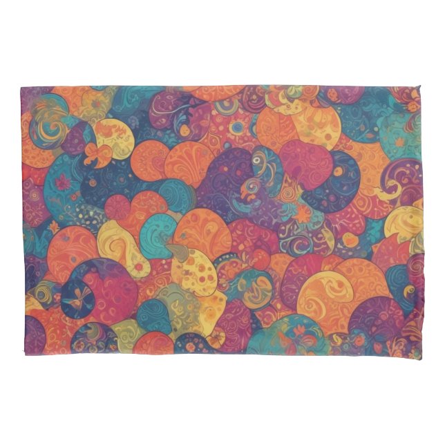 Colourful Psychedelic Pattern Pillowcase (Front)
