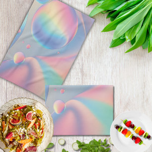 Colourful Psychedelic Pink Blue Teal Pastel Bubble Tea Towel