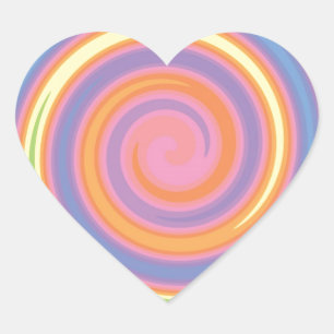 Colourful psychedelic pinwheel swirl design heart sticker