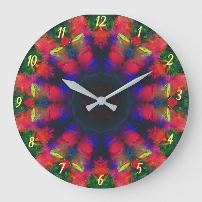 Colourful Psychedelic Retro Boho Wall Clock (Front)