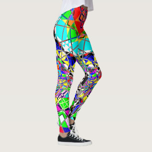 Colourful Psychedelic Shapes   Abstract Leggings
