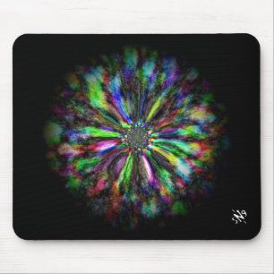 Colourful psychedelic sketch of a flower mouse mat