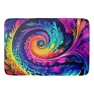 Colourful Psychedelic Spiral Art Bath Mat