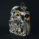 Colourful Psychedelic Spiral Fractal Printed Backpack<br><div class="desc">This backpack features an abstract,  colourful psychedelic spiral fractal art in black and white with yellow,  orange,  blue,  and green accents.</div>