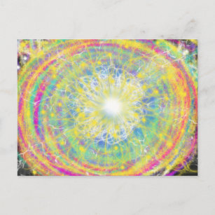 Colourful Psychedelic Star Funky Modern Pop Art Postcard