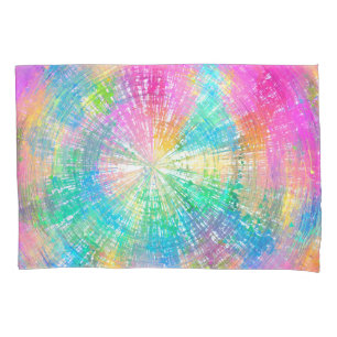 Colourful Psychedelic Tie Dye Burst Teal Pink Pillowcase