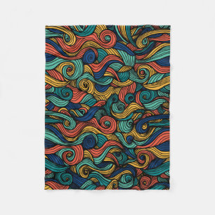 Colourful Psychedelic Wave Pattern Fleece Blanket