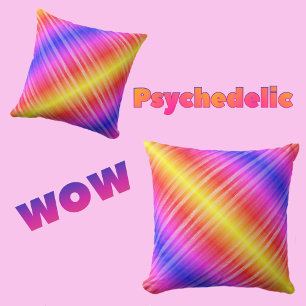 Colourful Psychedelic Yellow Red Pink Purple Cushion
