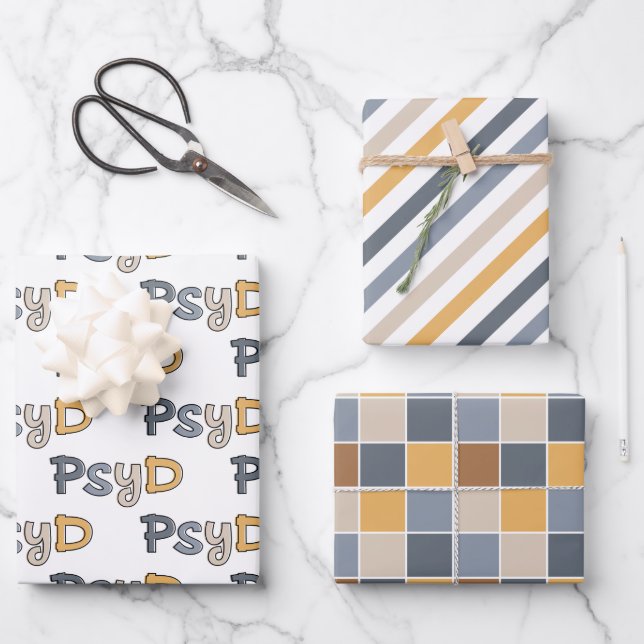 Colourful PsyD Doctor of Psychology Psychologist Wrapping Paper Sheet (Front)