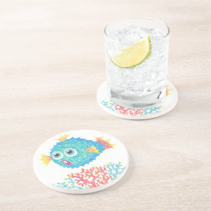 Colourful Puffer Fish Sandstone Coaster