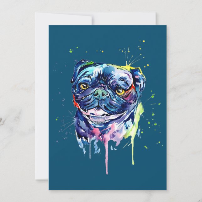 Colourful Pug Art Dog Lover Thank You Card (Front)