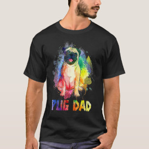 Colourful Pug Dad Pug Dog Happy Father's Day T-Shirt