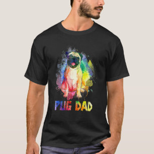 Colourful Pug Dad Pug Dog Happy Father's Day T-Shirt