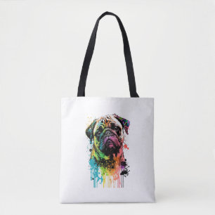 Colourful Pug Pop Art Dad Mum Dog Lover Tote Bag