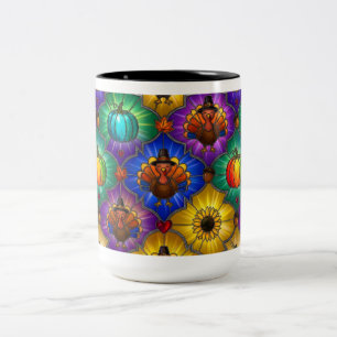 Colourful Pumpkin Autumn Decor Two-Tone Coffee Mug